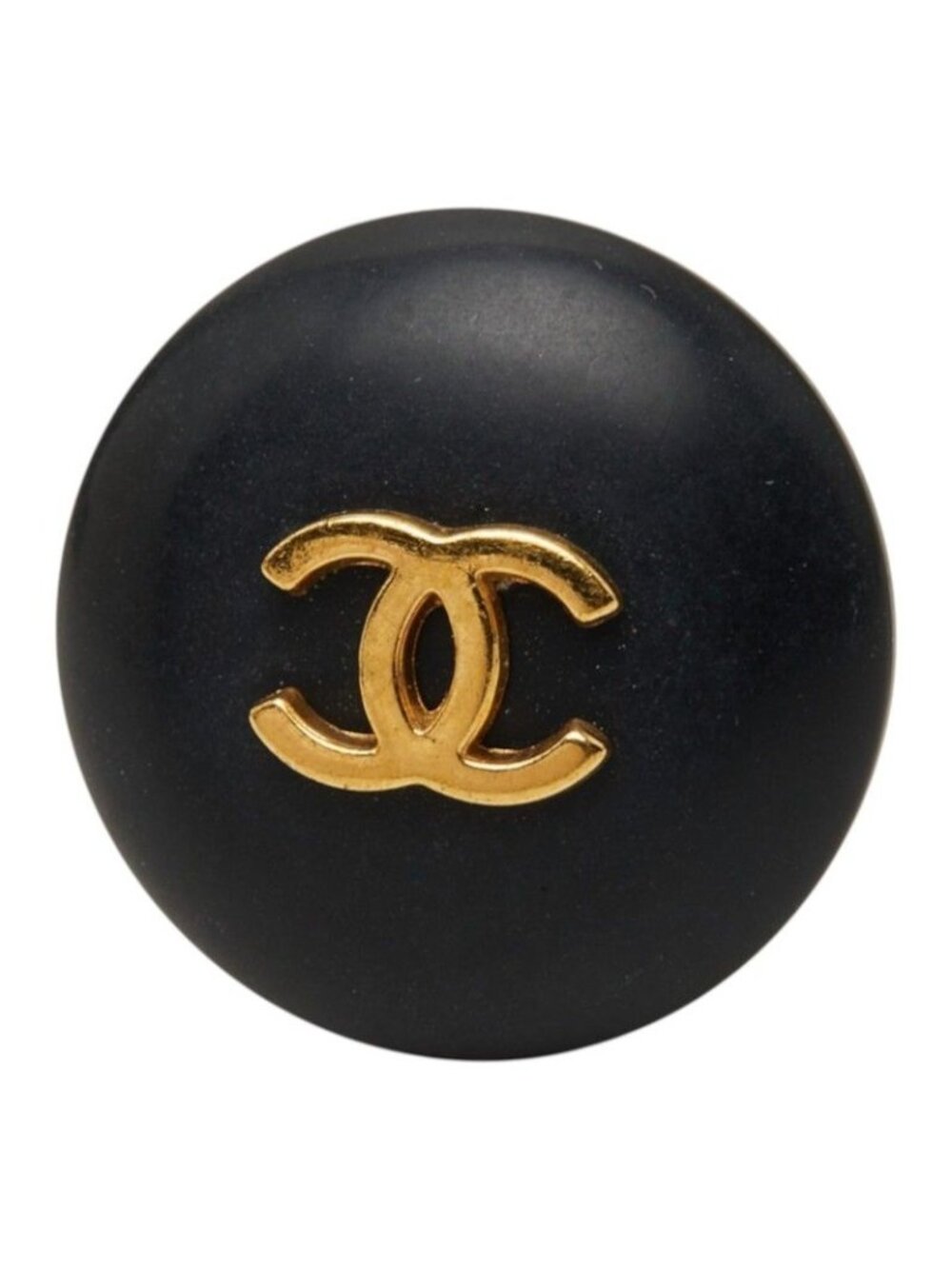 Chanel CC Logo Vintage Round Earrings One Side Only 95A Gold Black Plated